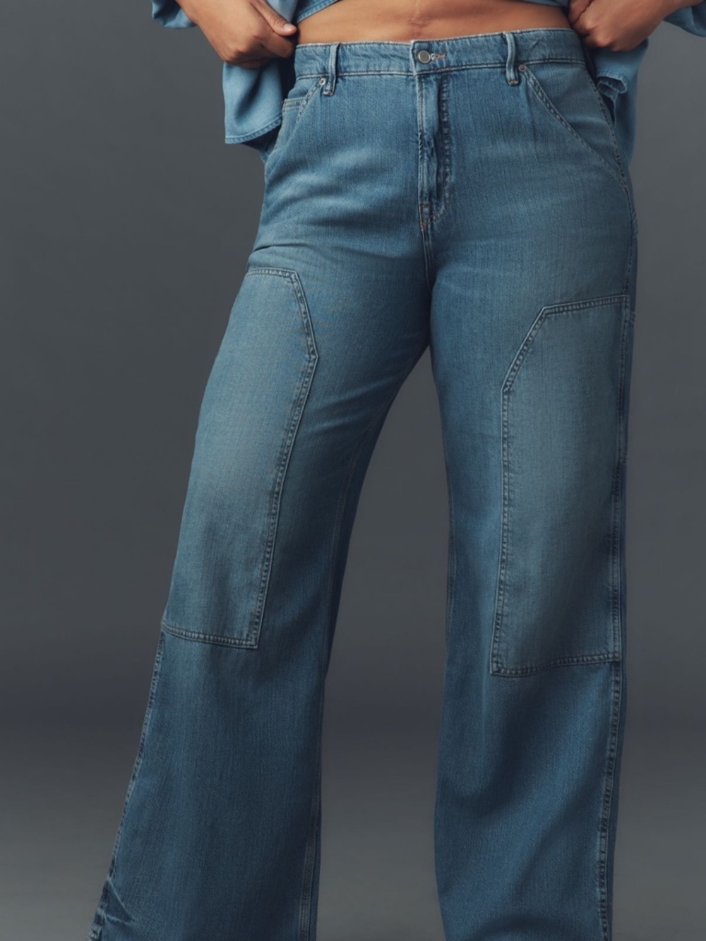 Good American Good Ease High-Rise Relaxed Carpenter Jeans Size 15 NWT $178